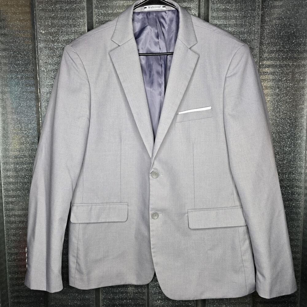 Wehilion Men's Light Gray Sport Coat Blazer XL 2 Button Notch Lapel Suit Jacket